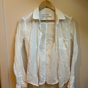 Frank & Eileen Classic White Linen Shirt Women’s S Tissue Weight